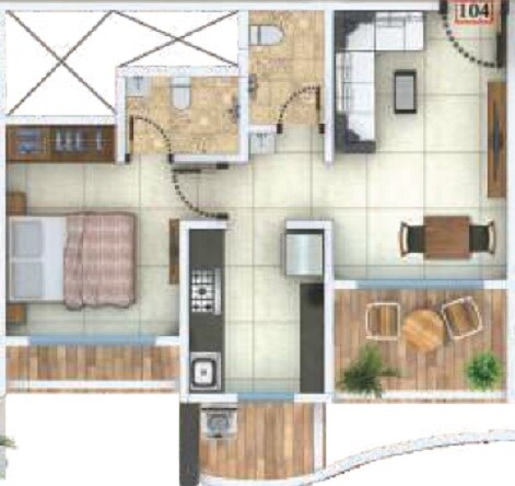 Floor plan of 1 BHK 500 Sq. Ft. Apartment in Parijas Zenith, Thane