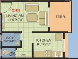 Floor plan of Studio - 213 sq. ft. in Parshva Residency, Thane
