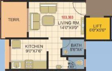 Floor plan of Studio - 243 sq. ft. in Parshva Residency, Thane