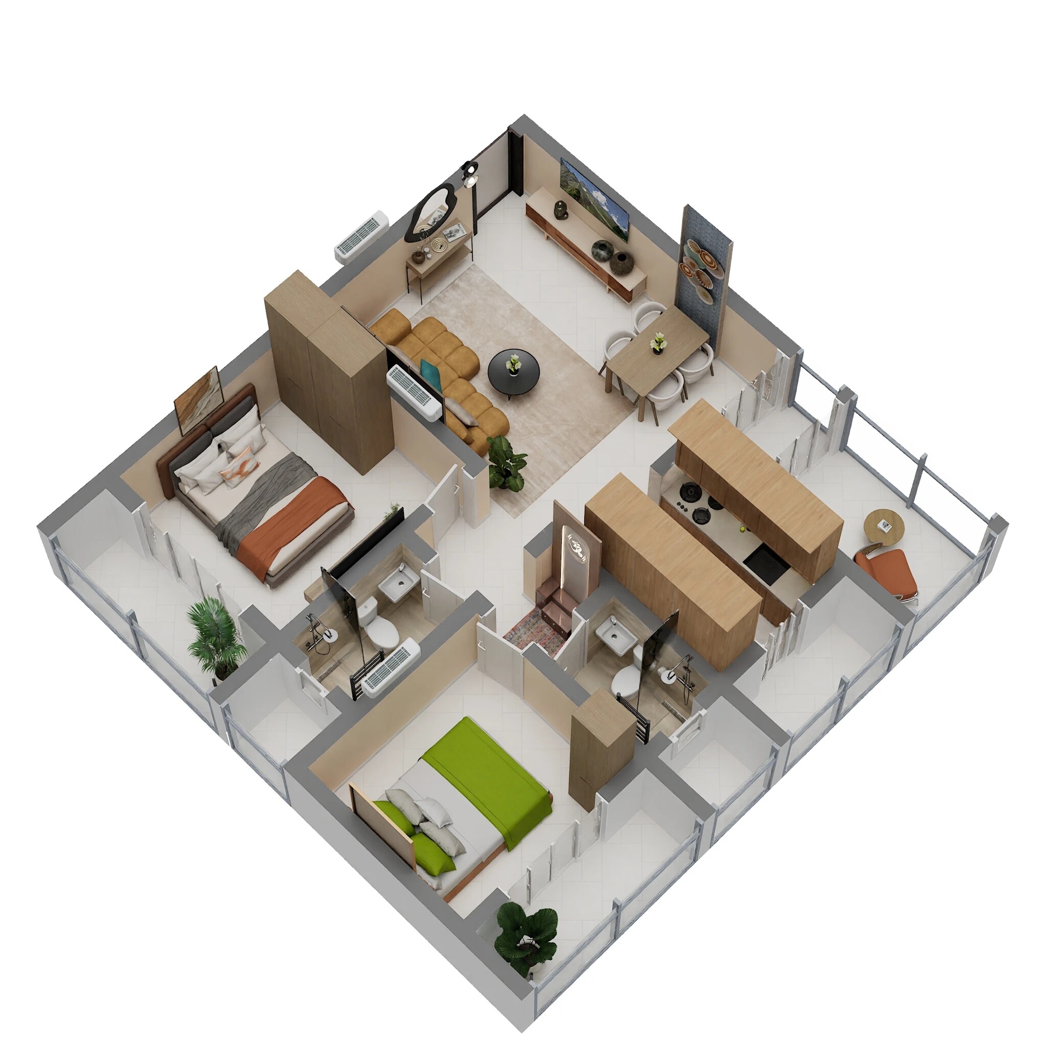 Floor plan of 2 BHK 642 Sq. Ft. Apartment in Patel Avenue, Thane