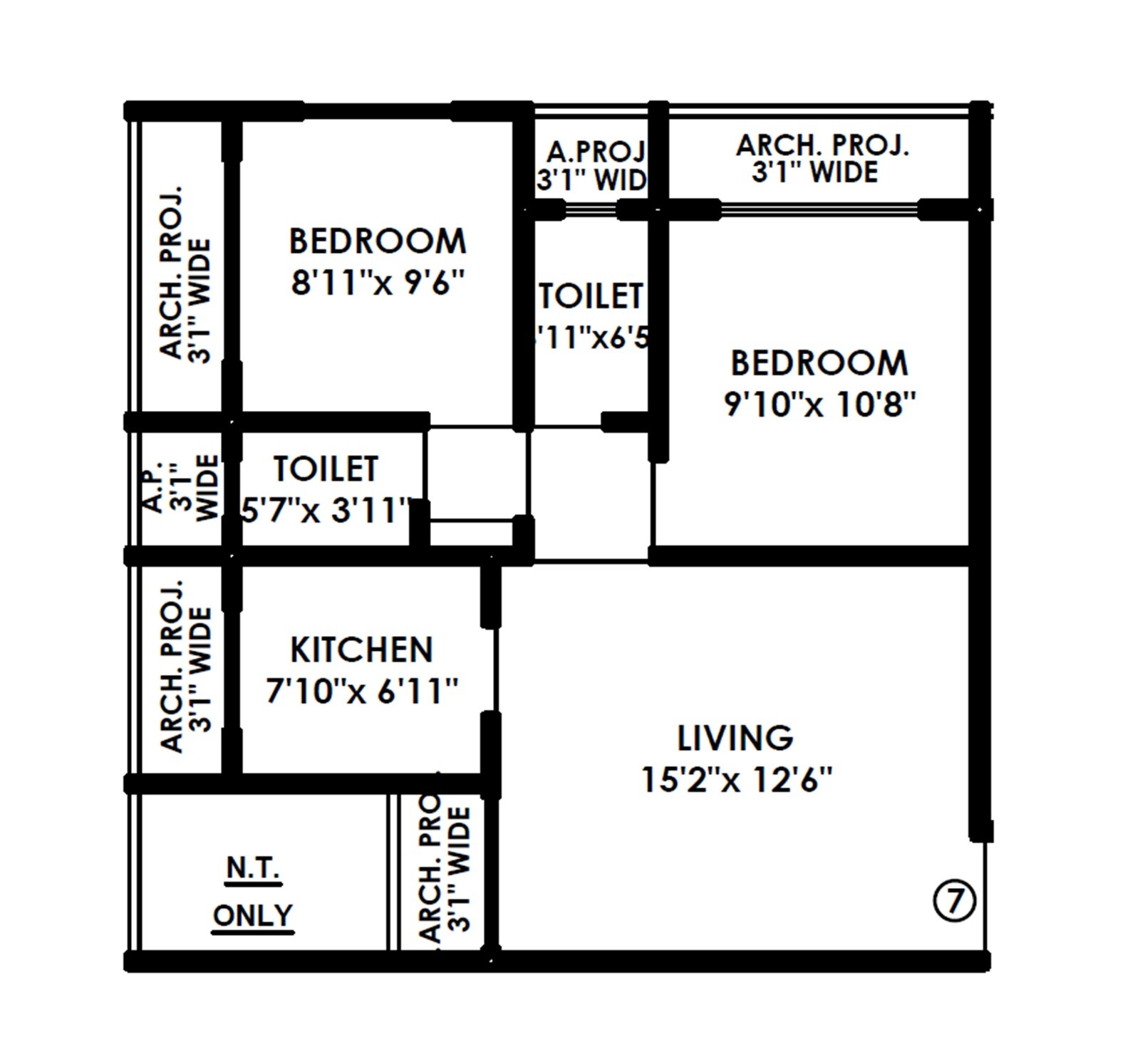 2 BHK 642 Sq. Ft. Apartment
