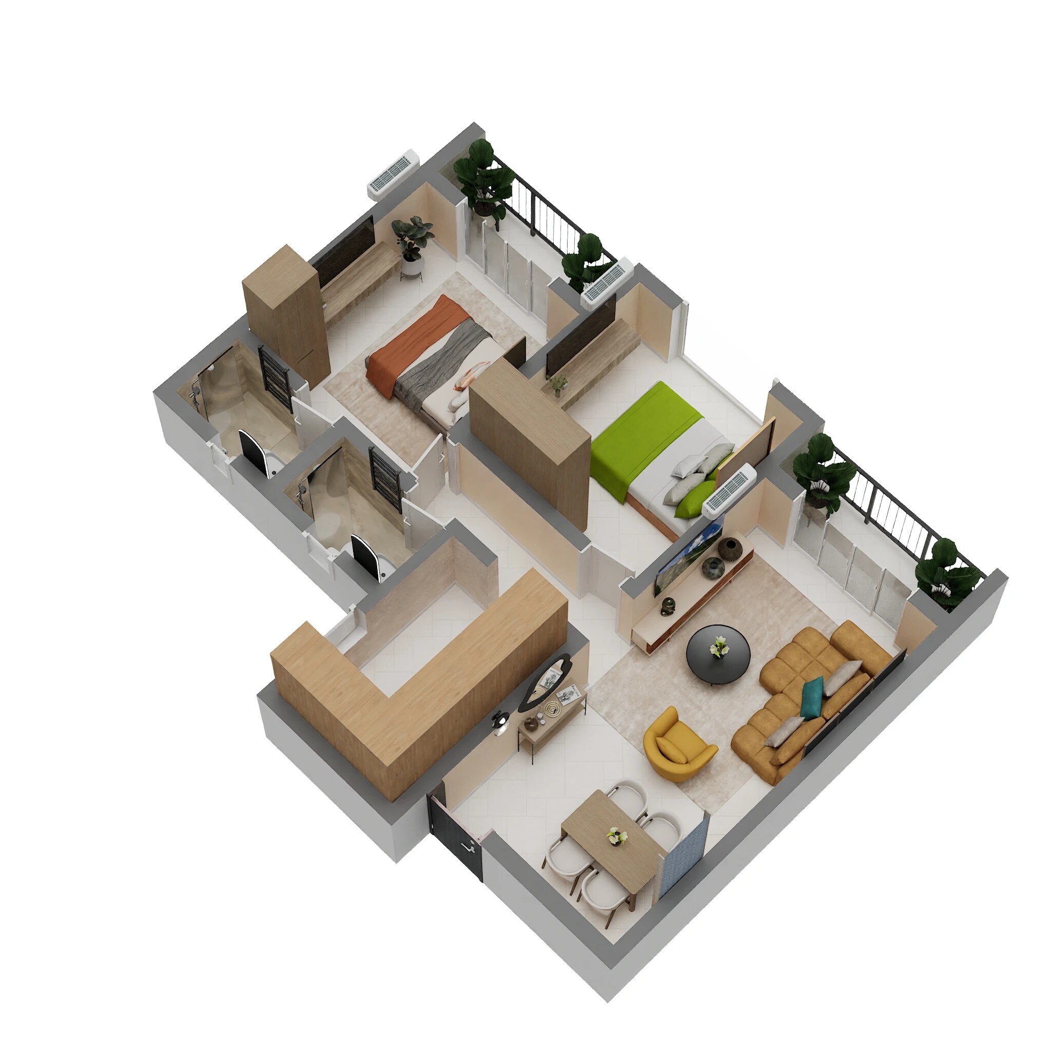 2 BHK 676 Sq. Ft. Apartment