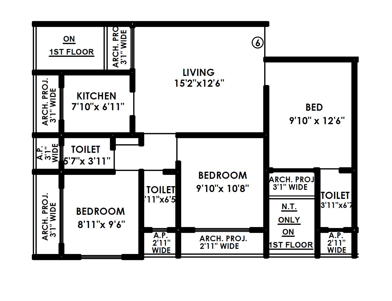 3 BHK 866 Sq. Ft. Apartment