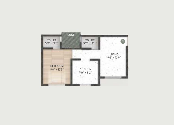 Floor plan of 1 BHK 310 Sq. Ft. Apartment in Patel Coral Elanza, Thane