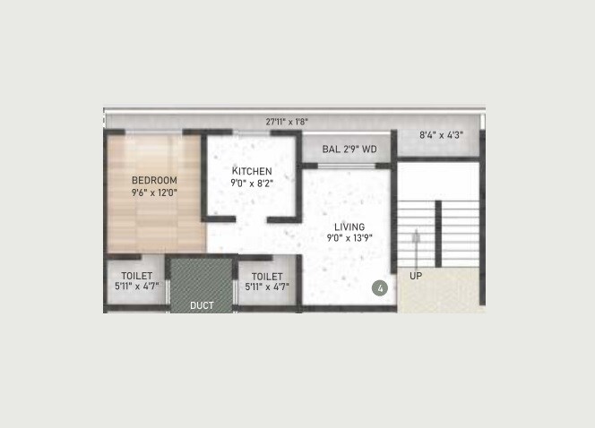 Floor plan of 1 BHK 367 Sq. Ft. Apartment in Patel Coral Elanza, Thane