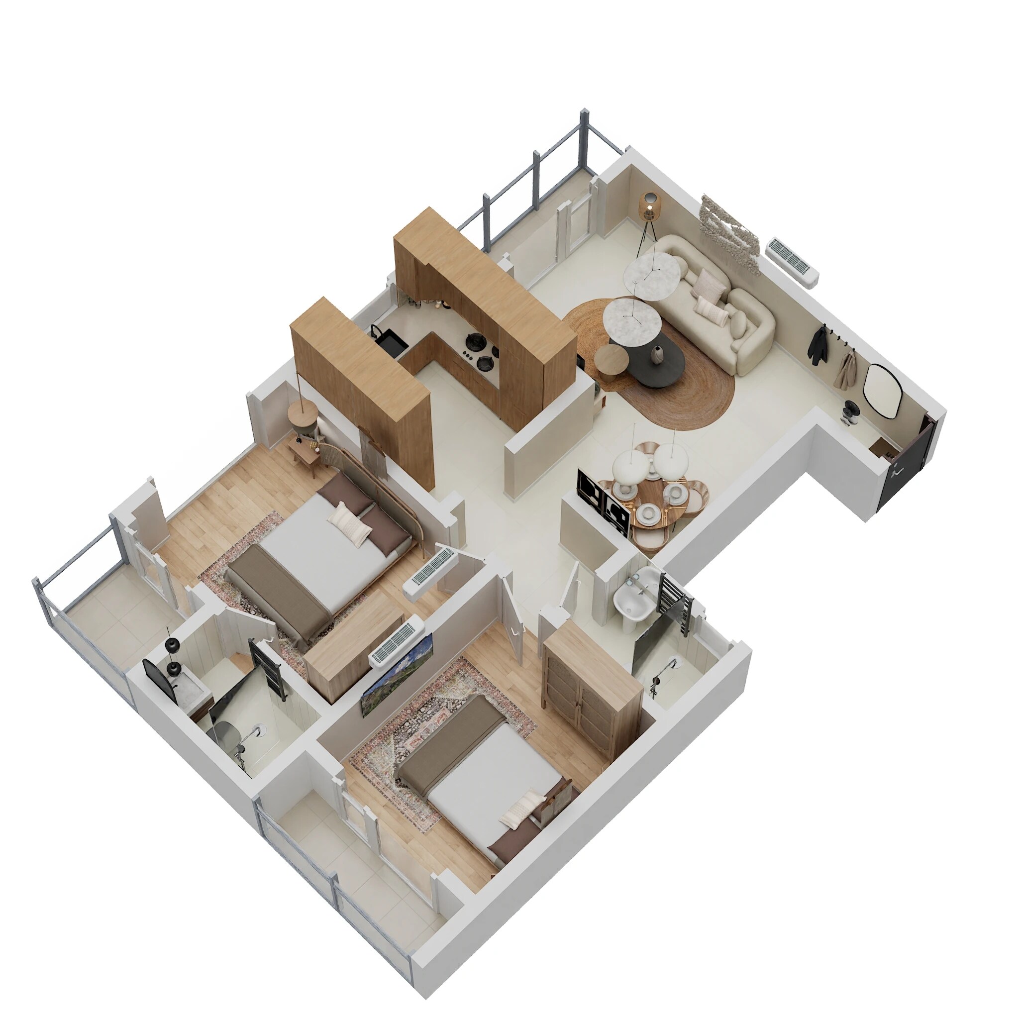 Floor plan of 2 BHK 621 Sq. Ft. Apartment in Patel Eternity, Thane