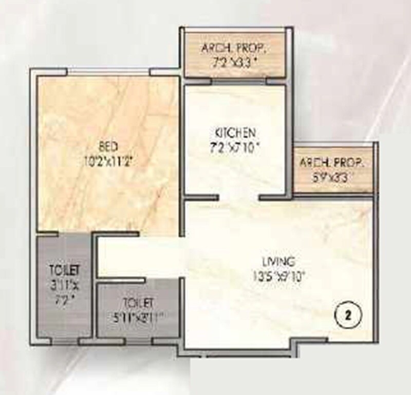 Floor plan of 1 BHK 375 Sq. Ft. Apartment in Patel Glory, Thane