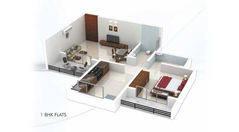 Floor plan of 1 BHK 305 Sq. Ft. Apartment in Patel Jainam Residency, Thane