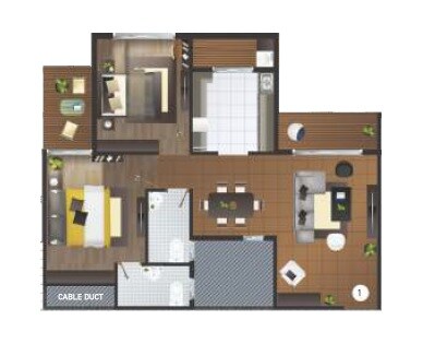 Floor plan of 2 BHK 446 Sq. Ft. Apartment in Patel Paradise, Thane