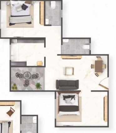 Floor plan of 2 BHK 578 Sq. Ft. Apartment in Patels Signature, Thane