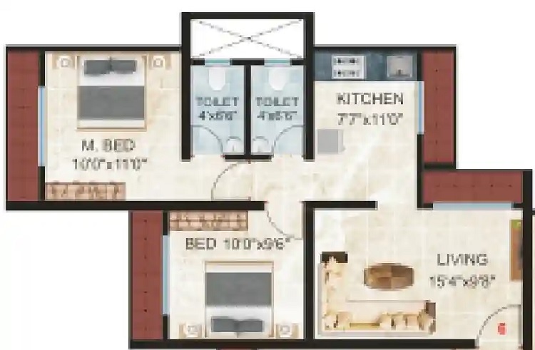 Pawshe Pride 2 BHK Layout