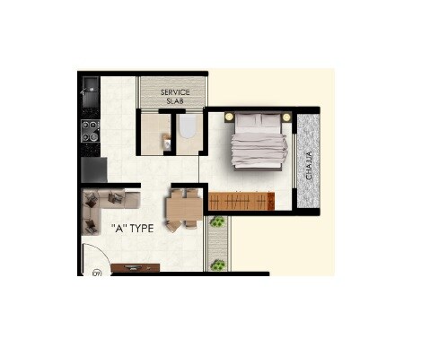 Floor plan of 1 BHK 324 Sq. Ft. Apartment in Pen Royal Park, Thane