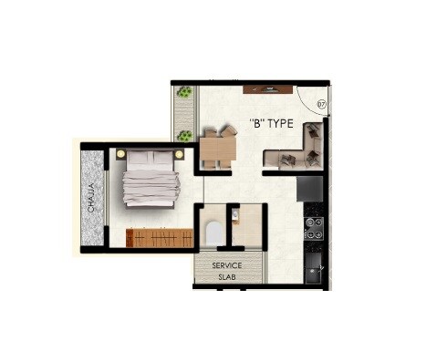 Floor plan of 1 BHK 385 Sq. Ft. Apartment in Pen Royal Park, Thane