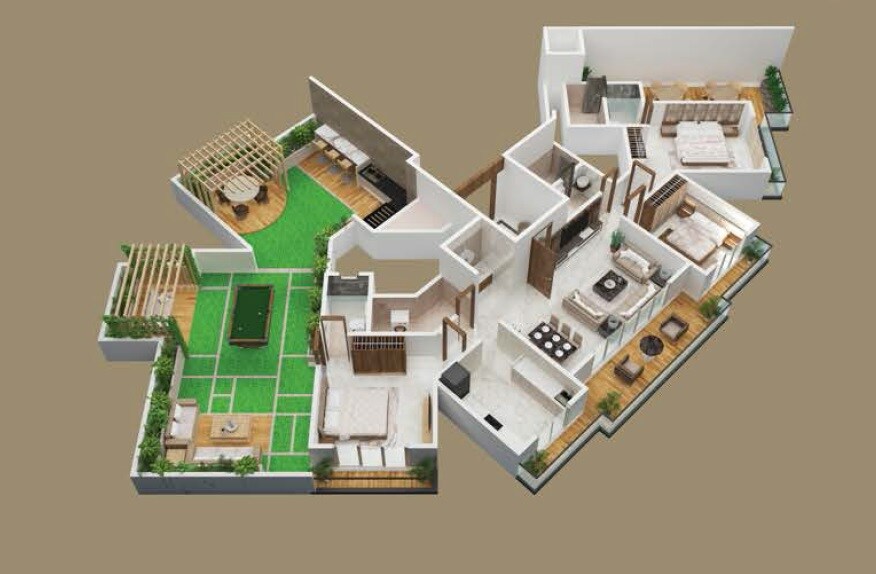 Floor plan of 3 BHK 1686 Sq. Ft. Apartment in Phoenix Tanishq, Thane