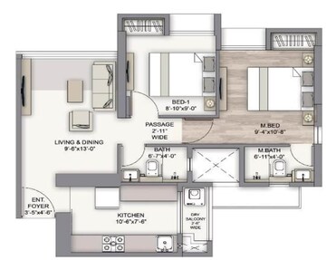  2 BHK Apartment at Piramal Vaikunth Vyan, Ashok Nagar – for Rent