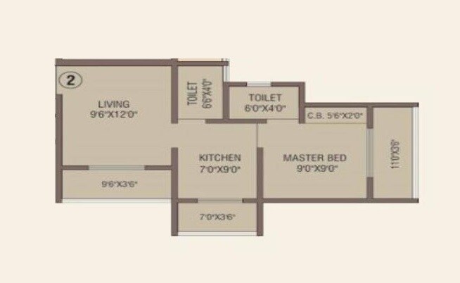 Floor plan of 1 BHK 447 Sq. Ft. Apartment in PNK Winstone, Thane