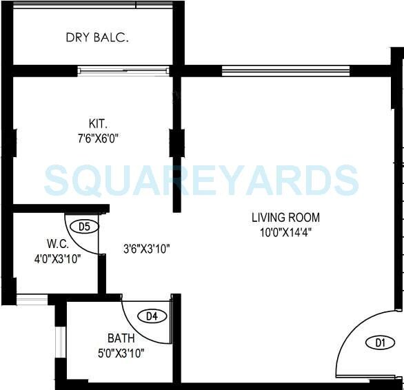 Floor plan of 1 BHK 492 Sq. Ft. Apartment in Poddar Housing Samruddhi Evergreens, Thane