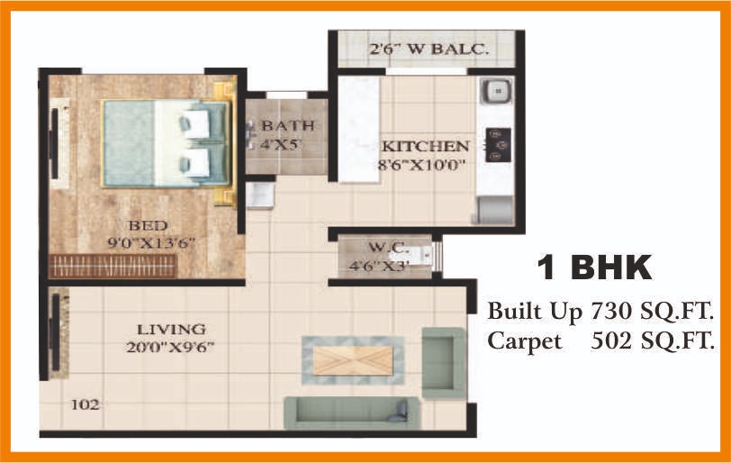 1 BHK 502 Sq. Ft. Apartment in Prachi Om Trimurti Darshan