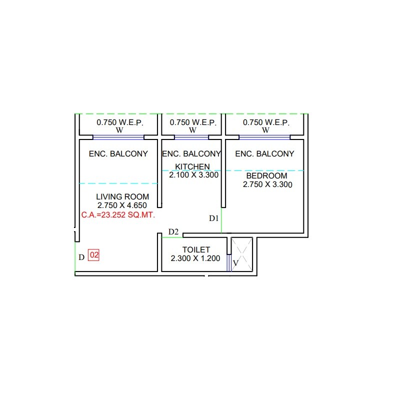 Floor plan of 1 BHK 250 Sq. Ft. Apartment in Pragati Samarth Altura, Thane
