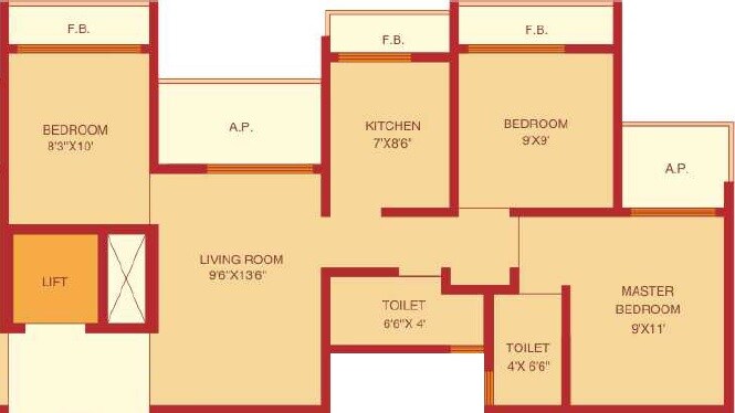 3 BHK 717 Sq. Ft. Apartment