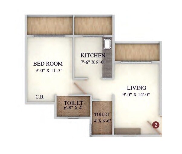 Floor plan of 1 BHK 460 Sq. Ft. Apartment in Precious Harmony NX, Thane