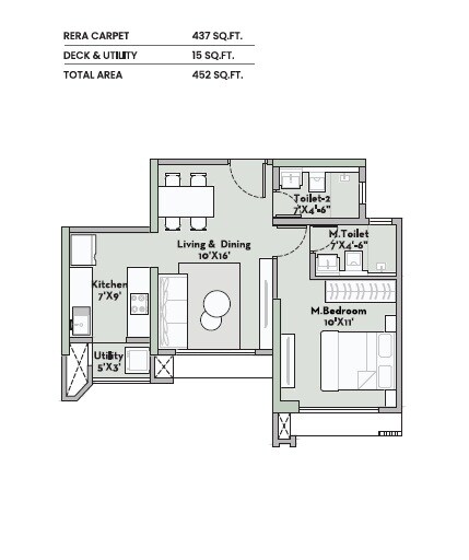 1 BHK 452 Sq. Ft. Apartment