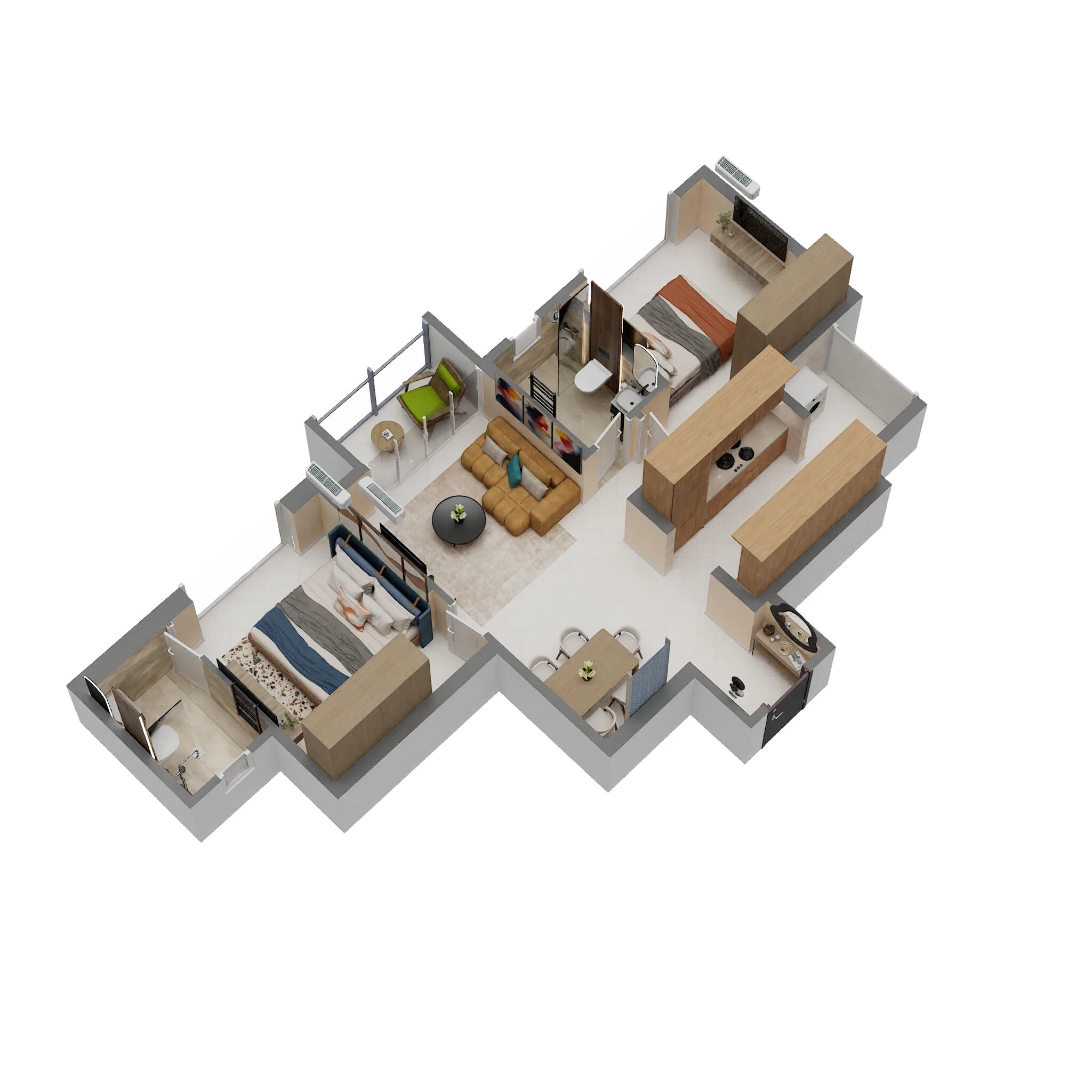 2 BHK 680 Sq. Ft. Apartment