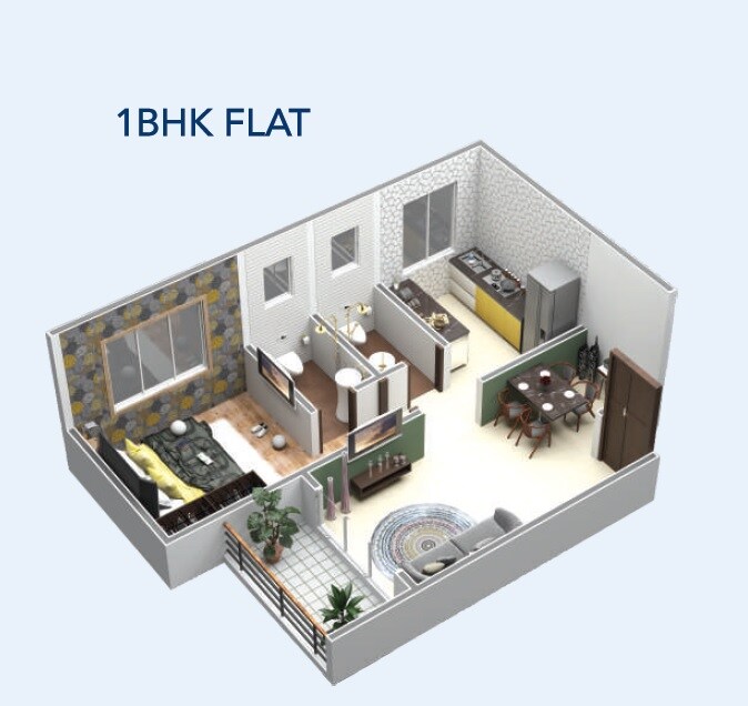 Floor plan of 1 BHK 470 Sq. Ft. Apartment in Pride Heights Kalyan, Thane