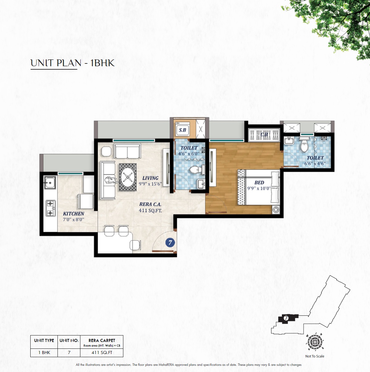 1 BHK 411 Sq. Ft. Apartment in Pride Larkins Nest