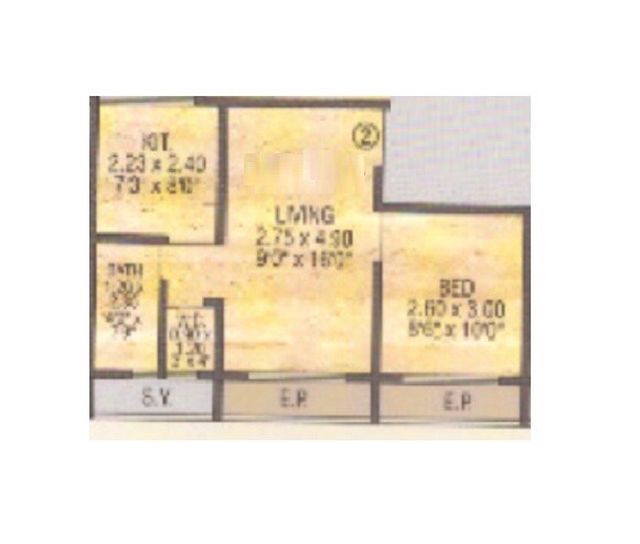 Floor plan of 1 BHK 328 Sq. Ft. Apartment in Prime Pramila Heights, Thane