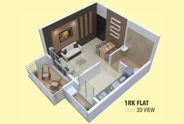 Floor plan of 170 Sq. Ft. Studio in Prishty  Krishna Valley, Thane