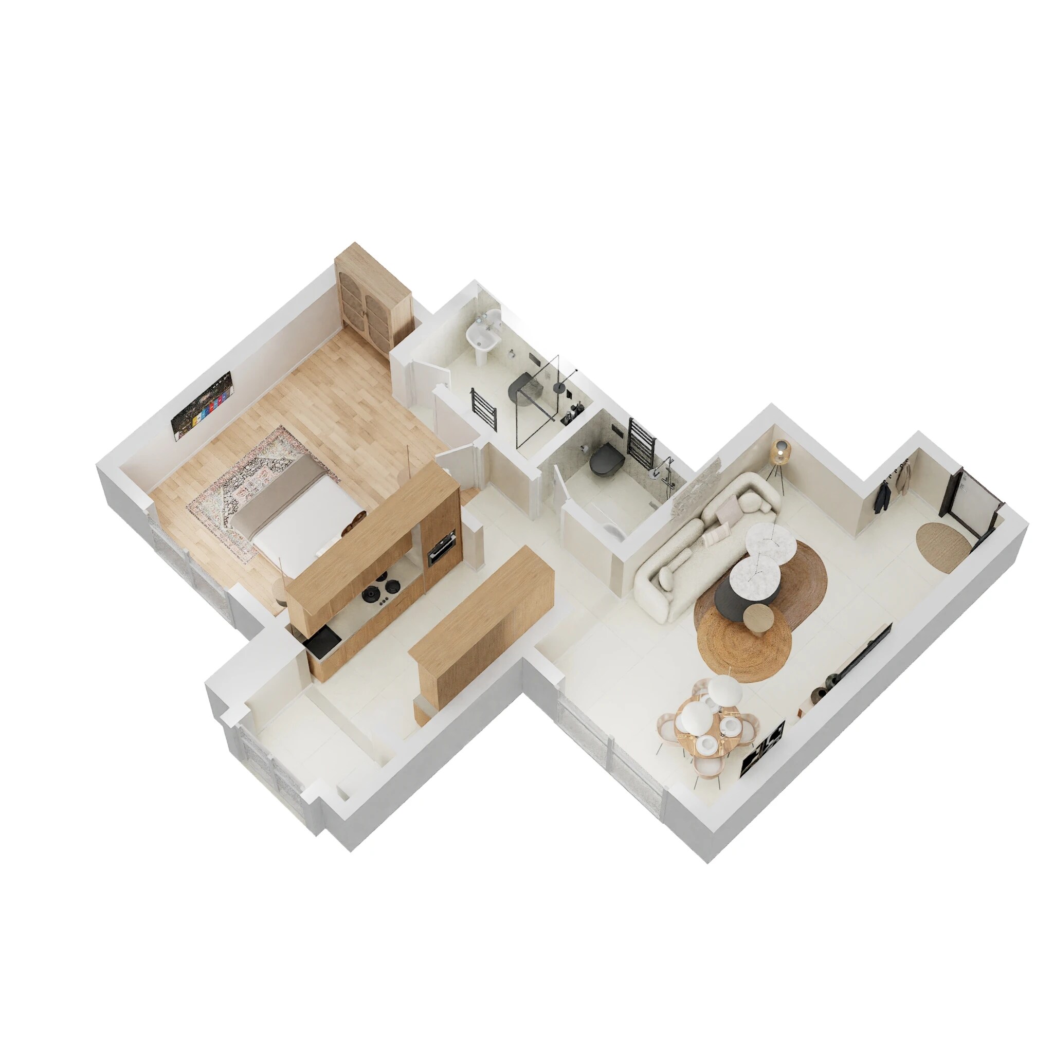 Floor plan of 1 BHK Apartment - 381 sq. ft. in Puranik Rumah Bali, Thane