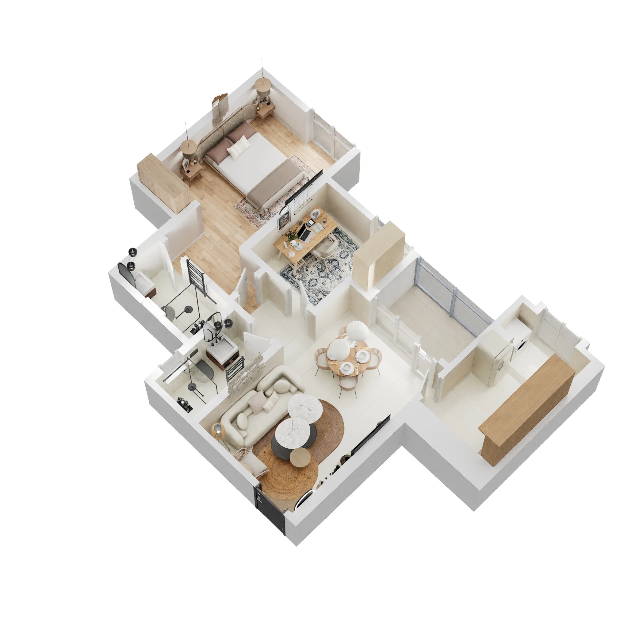 Floor plan of 3 BHK Apartment - 626 sq. ft. in Puranik Rumah Bali, Thane
