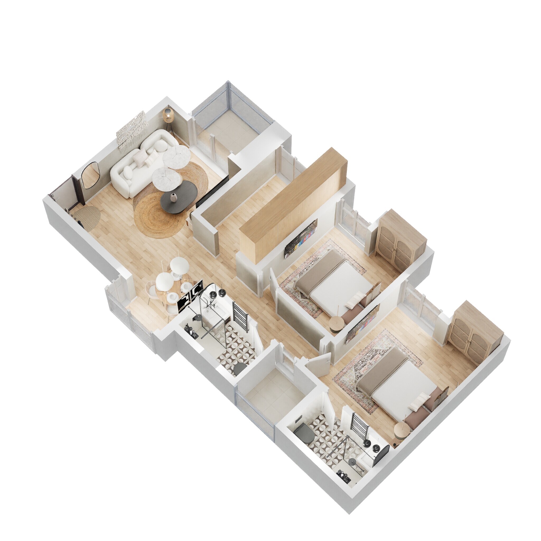 Floor plan of 2 BHK 566 Sq. Ft. Apartment in Puraniks City Reserva, Thane
