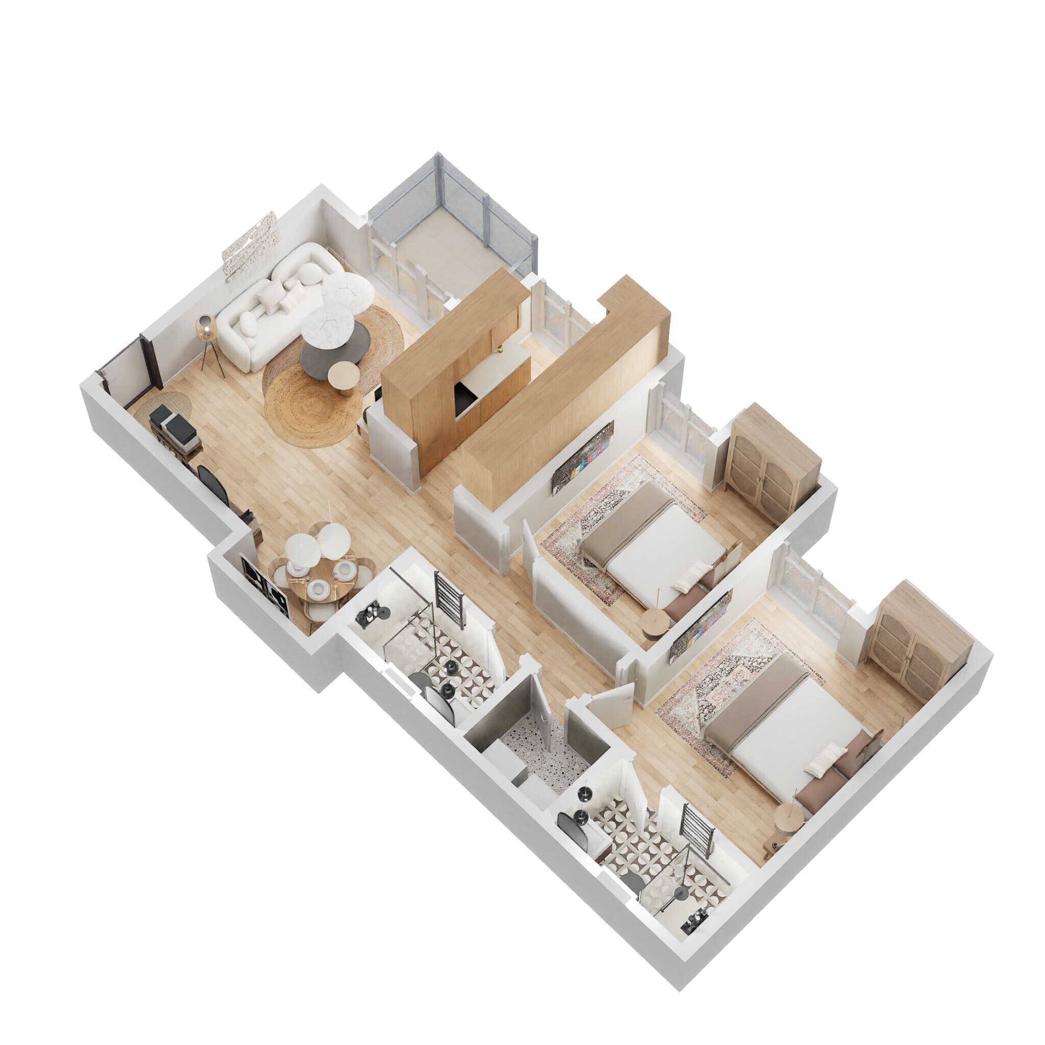 Floor plan of 2 BHK 584 Sq. Ft. Apartment in Puraniks City Reserva, Thane