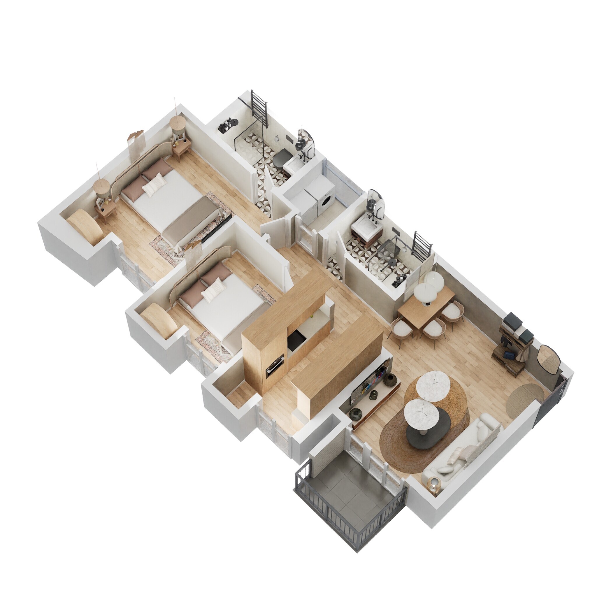 Floor plan of 2 BHK 411 Sq. Ft. Apartment in Puraniks City Reserva, Thane