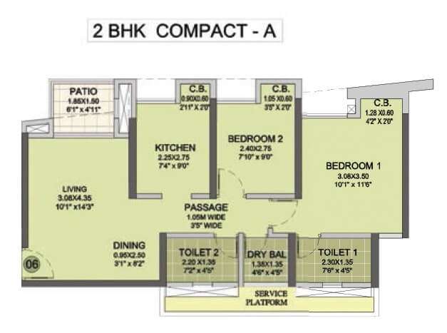 2 BHK 411 Sq. Ft. Apartment in Puraniks City Reserva