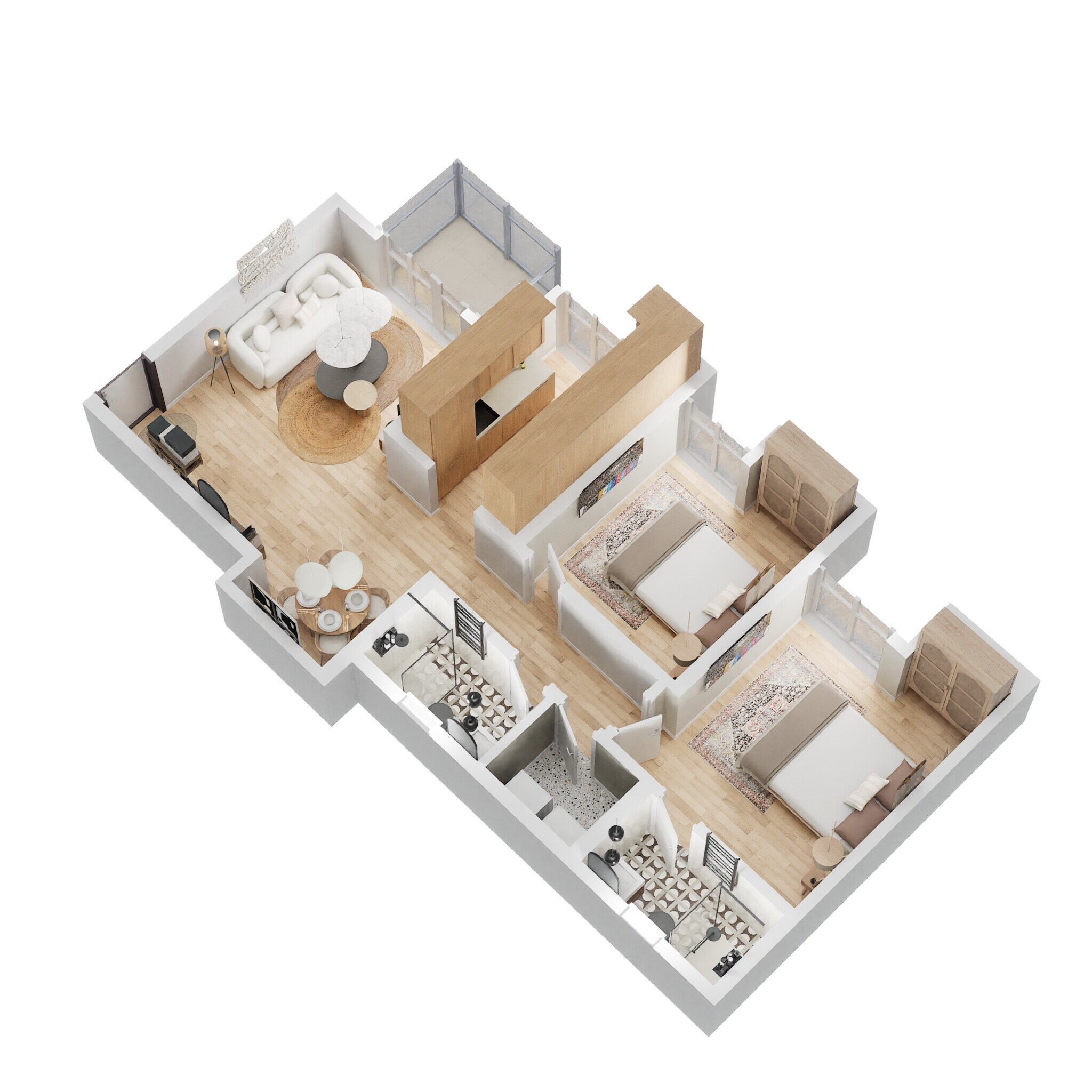 Floor plan of 2 BHK 627 Sq. Ft. Apartment in Puraniks City Reserva, Thane