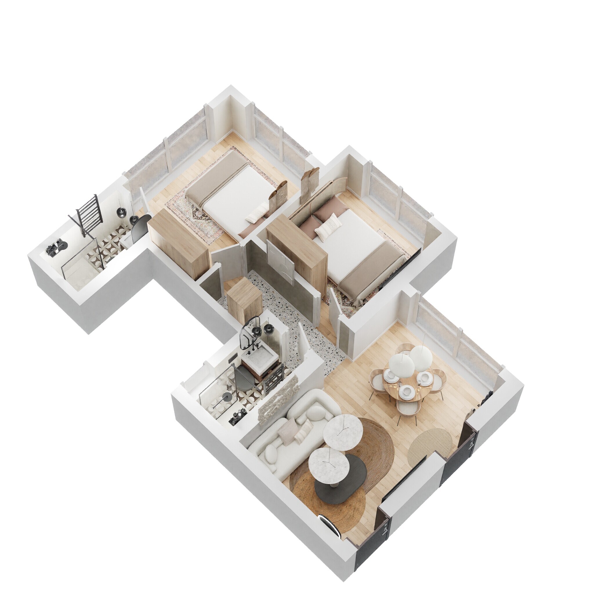 Floor plan of 2 BHK 588 Sq. Ft. Apartment in Puraniks Elito Grand Central, Thane