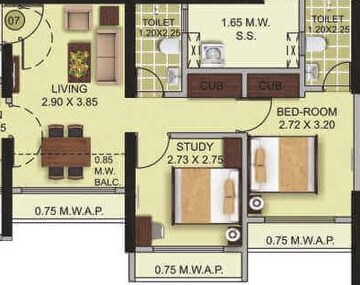  2 BHK Apartment at Puraniks Elito Grand Central, Vartak Nagar – for Rent