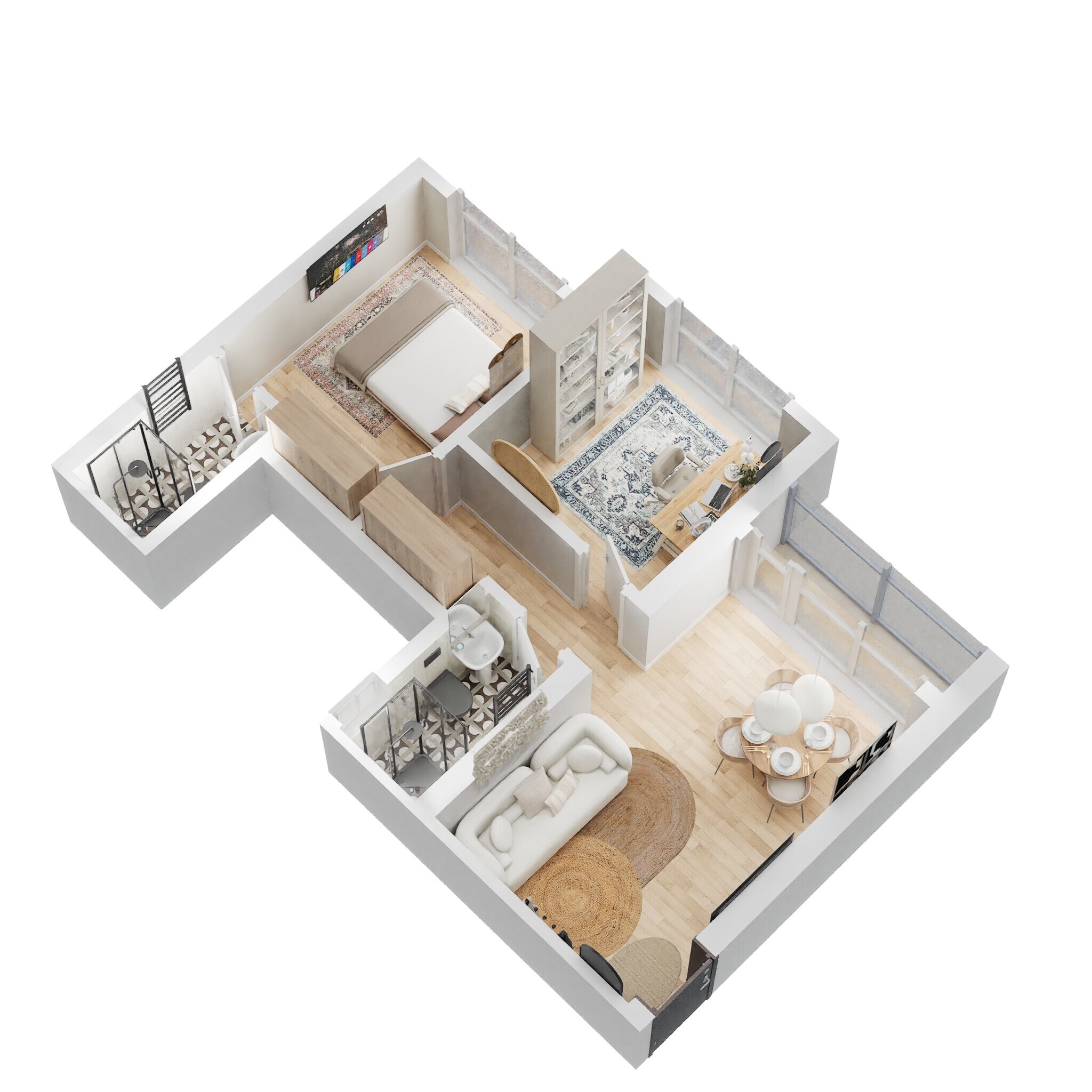 Floor plan of 2 BHK 456 Sq. Ft. Apartment in Puraniks Glorio Grand Central, Thane