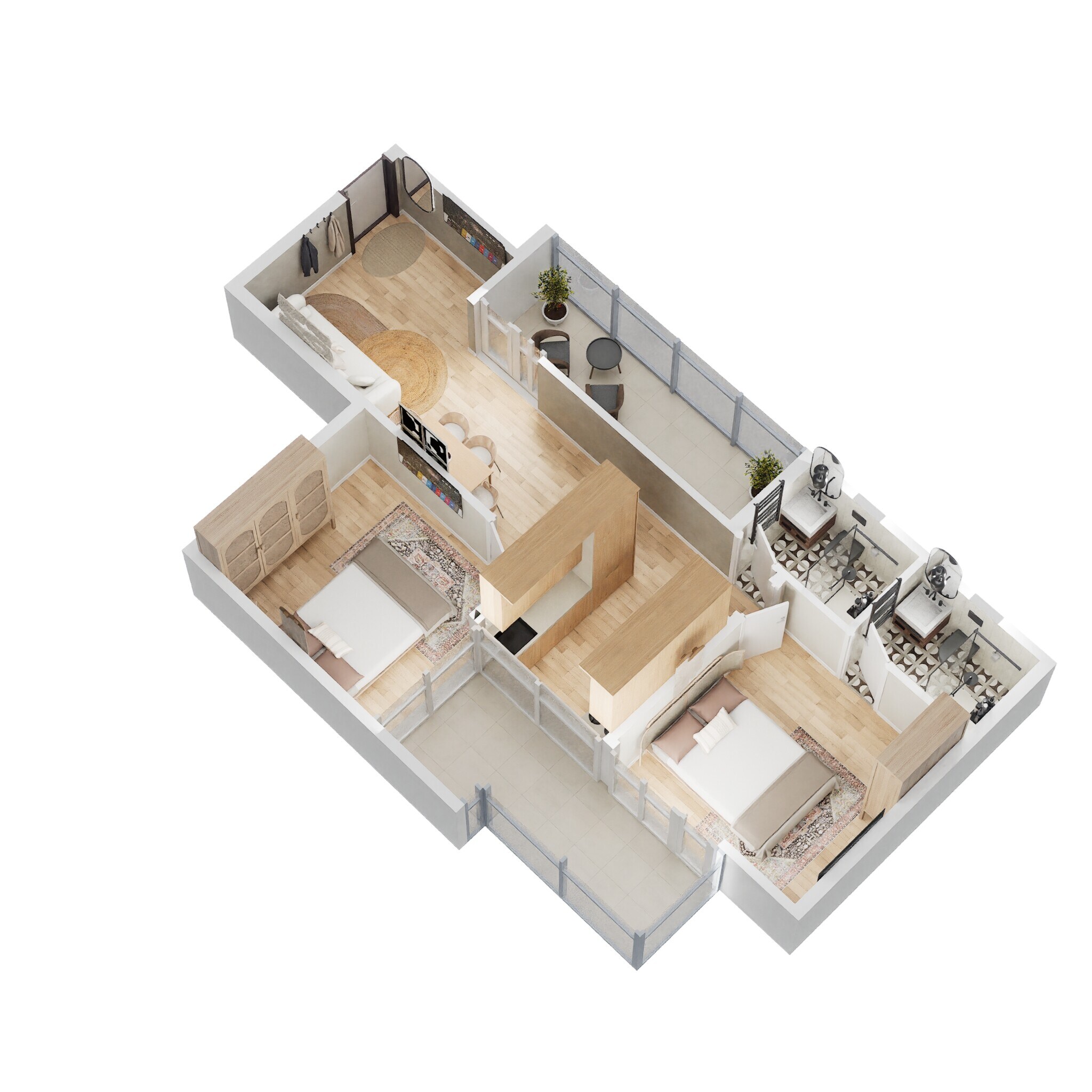 Floor plan of 2 BHK 460 Sq. Ft. Apartment in Puraniks Glorio Grand Central, Thane