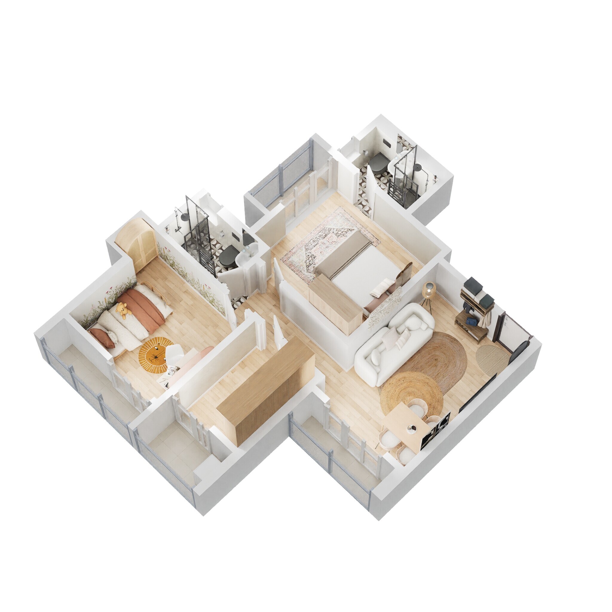 Floor plan of 2 BHK 503 Sq. Ft. Apartment in Puraniks Glorio Grand Central, Thane