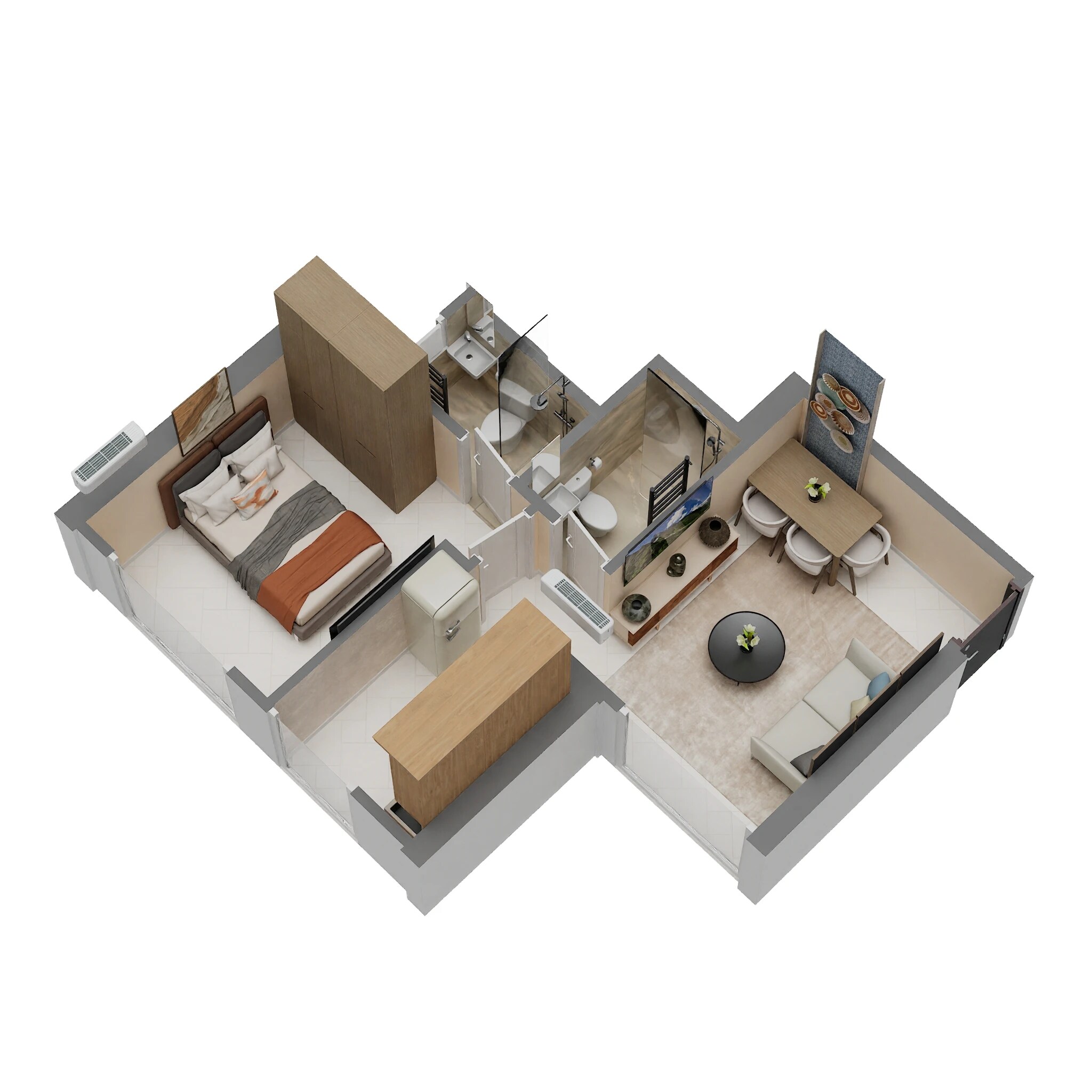 Floor plan of 1 BHK 336 Sq. Ft. Apartment in Puraniks Mirai, Thane