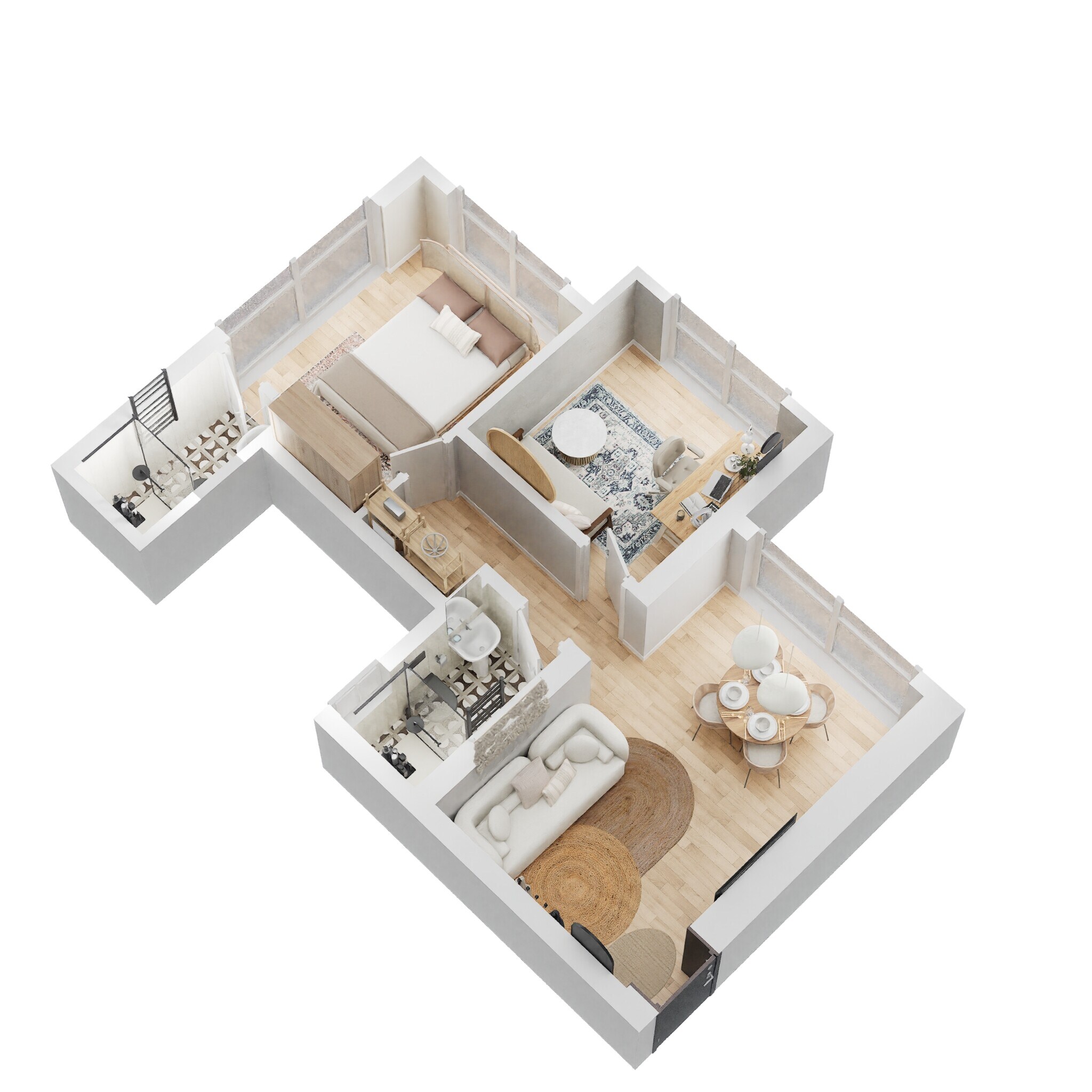 Floor plan of 2 BHK 440 Sq. Ft. Apartment in Puraniks Stella Grand Central, Thane
