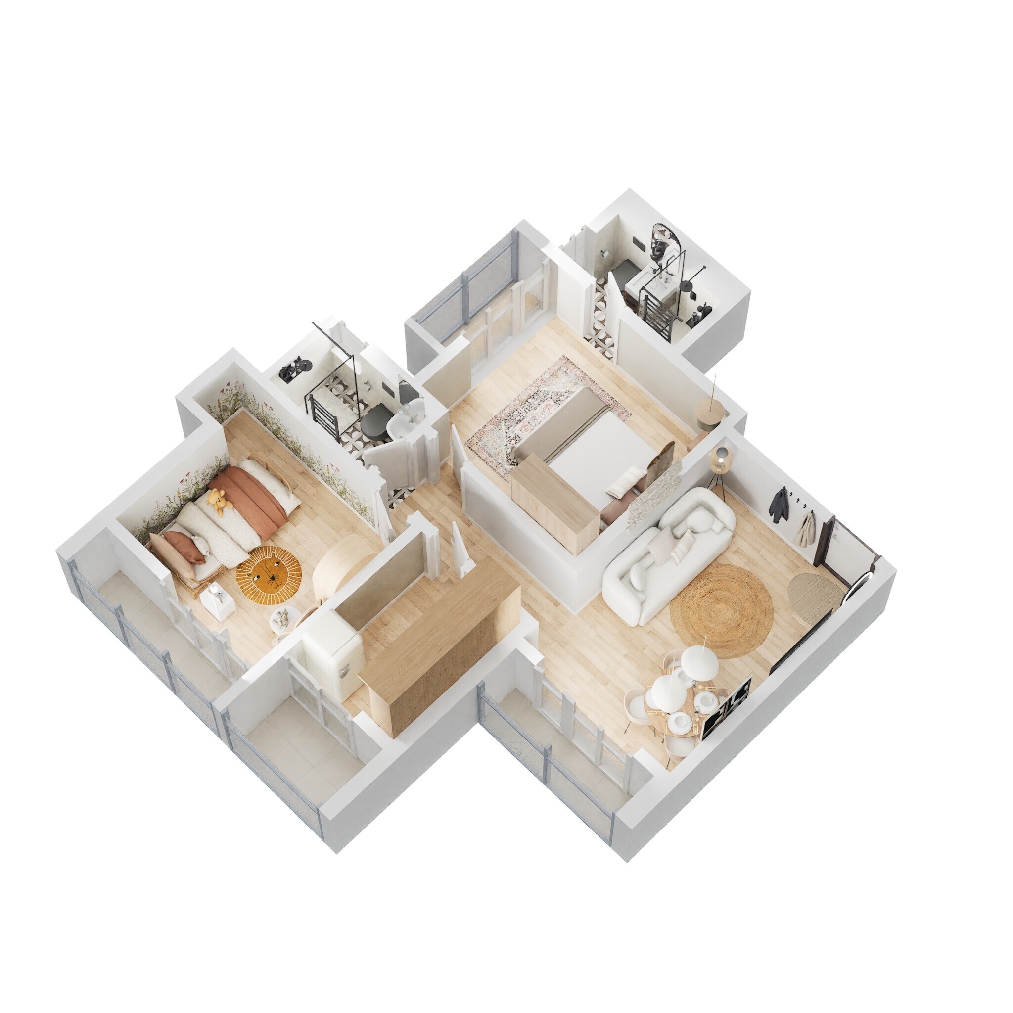 Floor plan of 2 BHK 470 Sq. Ft. Apartment in Puraniks Stella Grand Central, Thane