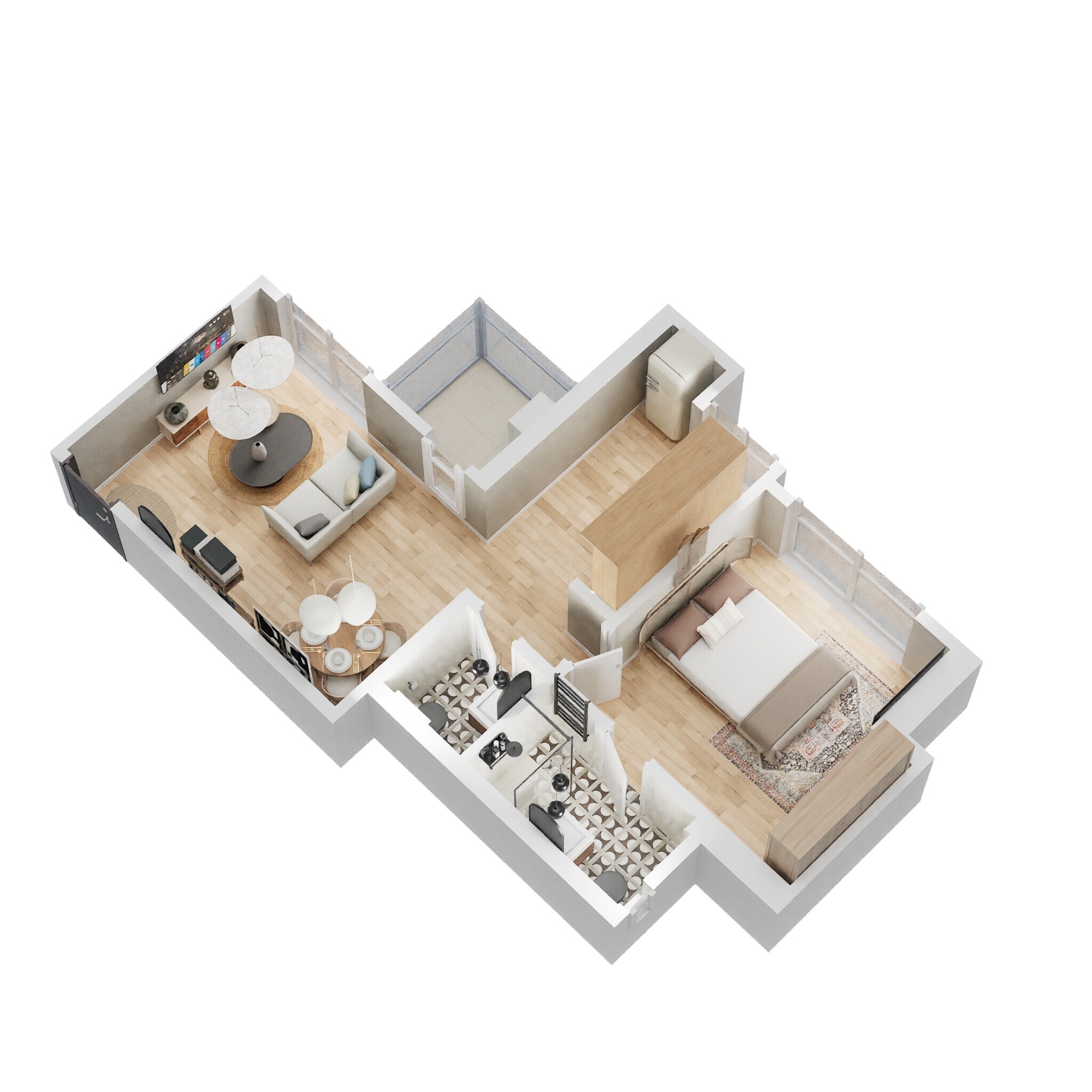 Floor plan of 1 BHK 408 Sq. Ft. Apartment in Puraniks Tokyo Bay, Thane