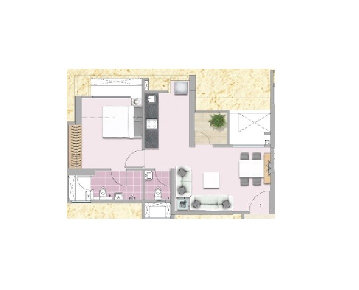 Floor plan of 1 BHK 360 Sq. Ft. Apartment in Puraniks Tokyo Bay Phase 2, Thane