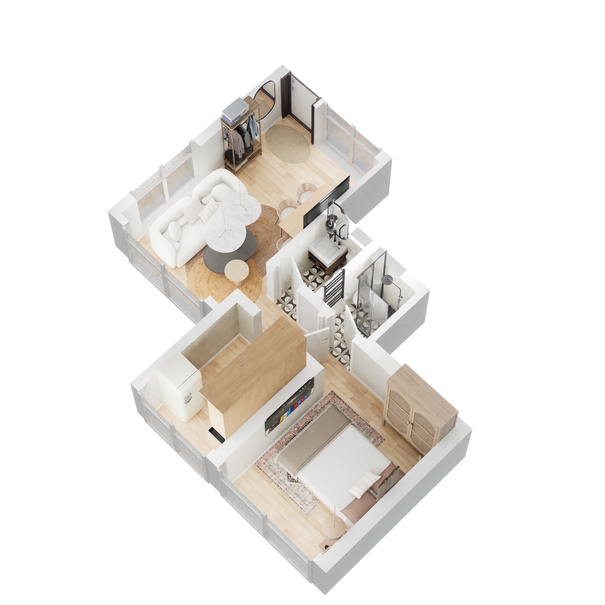 Floor plan of 1 BHK 371 Sq. Ft. Apartment in Puraniks Tresora Grand Central, Thane