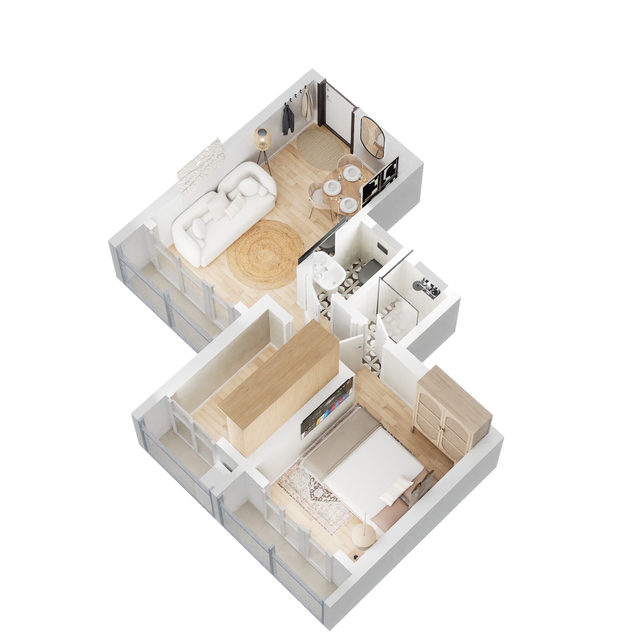 Floor plan of 2 BHK 453 Sq. Ft. Apartment in Puraniks Tresora Grand Central, Thane